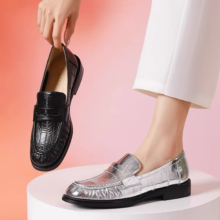 Harson/哈森哈森乐福鞋2024春节新款抽褶一脚蹬深口女鞋HS247110