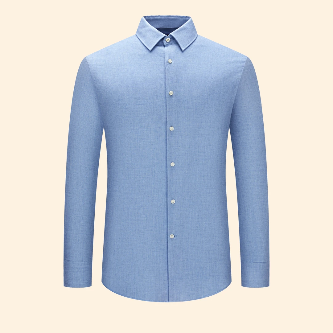 新款 瑞士进口ALUMO山羊绒棉男士长袖衬衫13DBW801