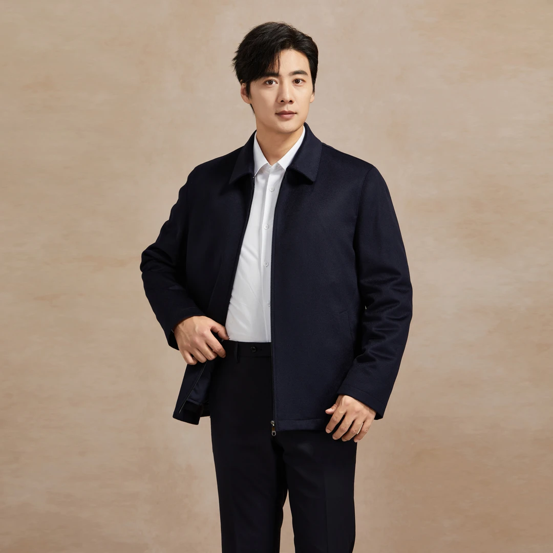 【热得快】100%山羊绒可拆卸95白鹅绒内胆秋冬保暖男夹克