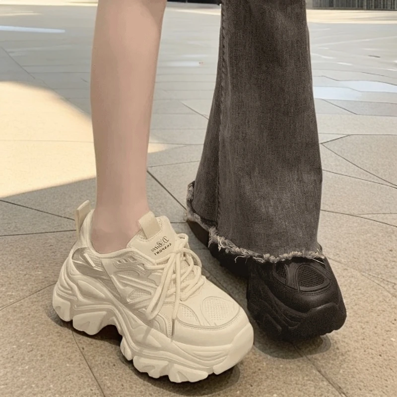爆款老爹鞋女增高2025春夏新款网面百搭小个子显高厚底松糕运动鞋
