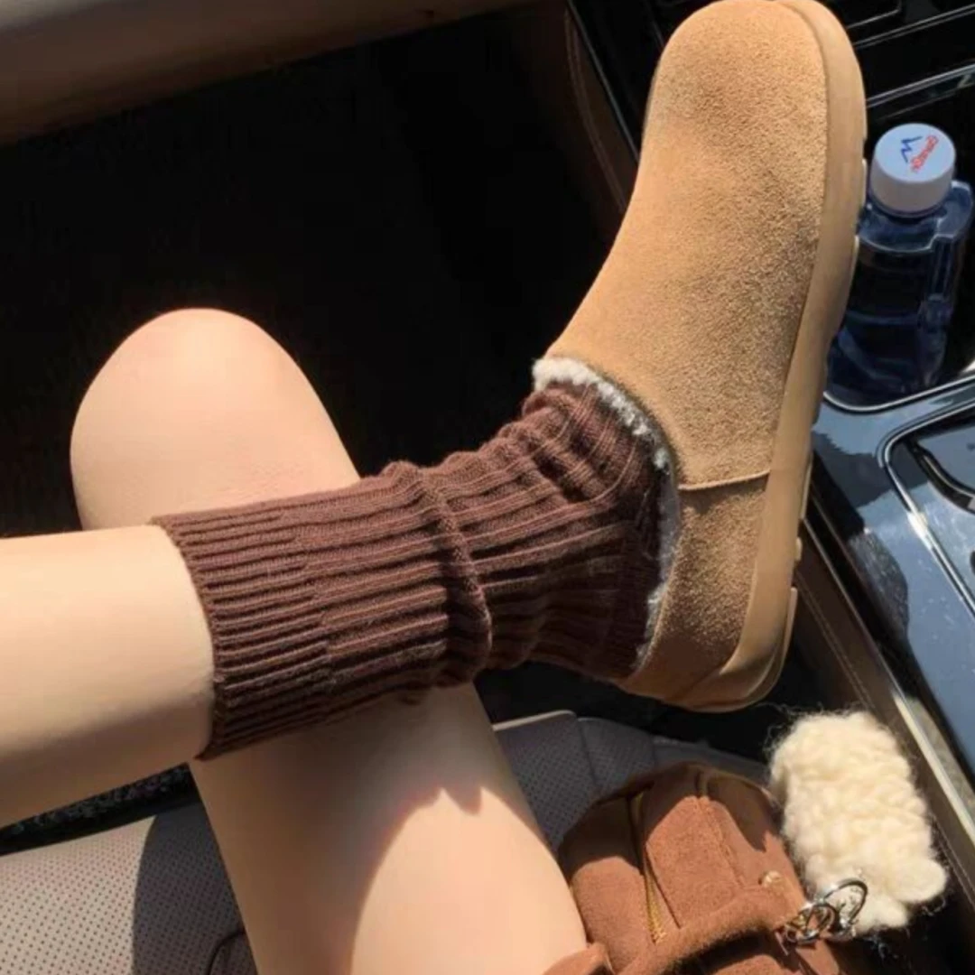 包头勃肯鞋女皮毛一体冬季新款小土豆懒人一脚蹬外穿毛毛半拖鞋男