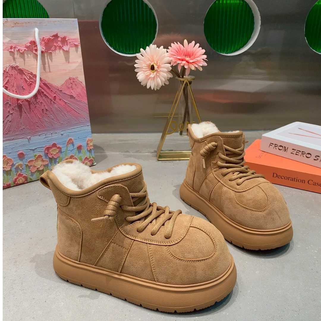 卡皮巴拉大头雪地靴女2024冬季新款厚底加绒保暖轻便防滑棉鞋
