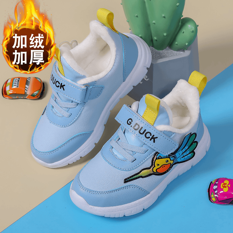 G.DUCK小黄鸭男童鞋2023冬季新款二棉鞋小女孩防滑软底小童休闲鞋