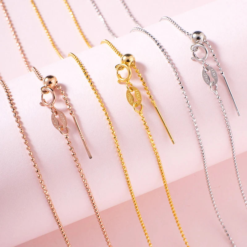 坠链均925银 s925银万能链女夏季简约百搭穿珠链甜美穿小孔锁