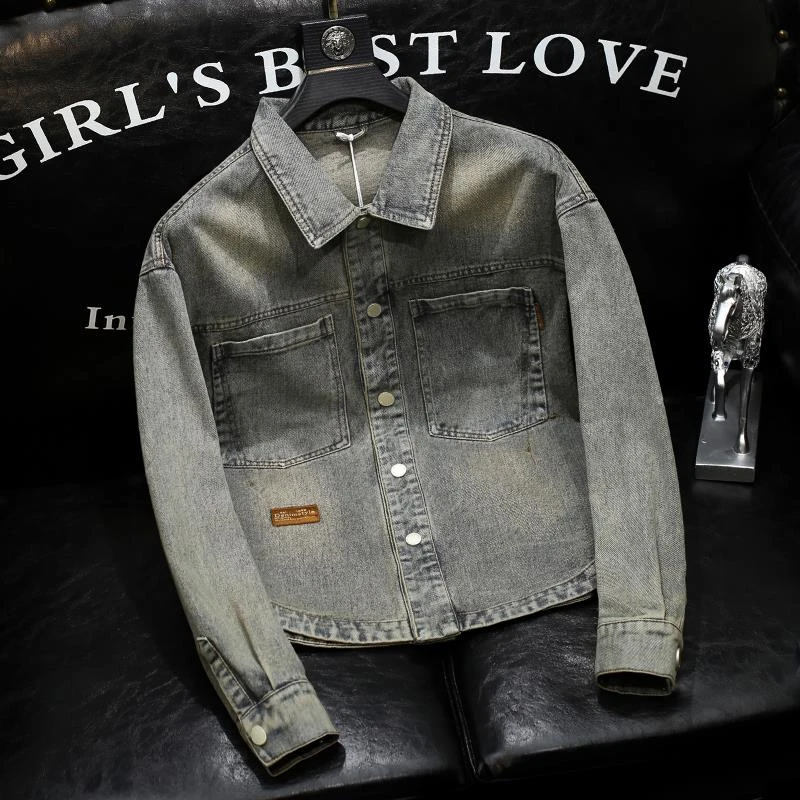 欧货复古牛仔外套男士青年宽松高级感休闲外套2024春季新款帅气