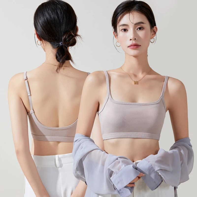 带胸垫文胸一体美背小胸聚拢内搭bra夏季薄款吊带背心女内衣抹胸