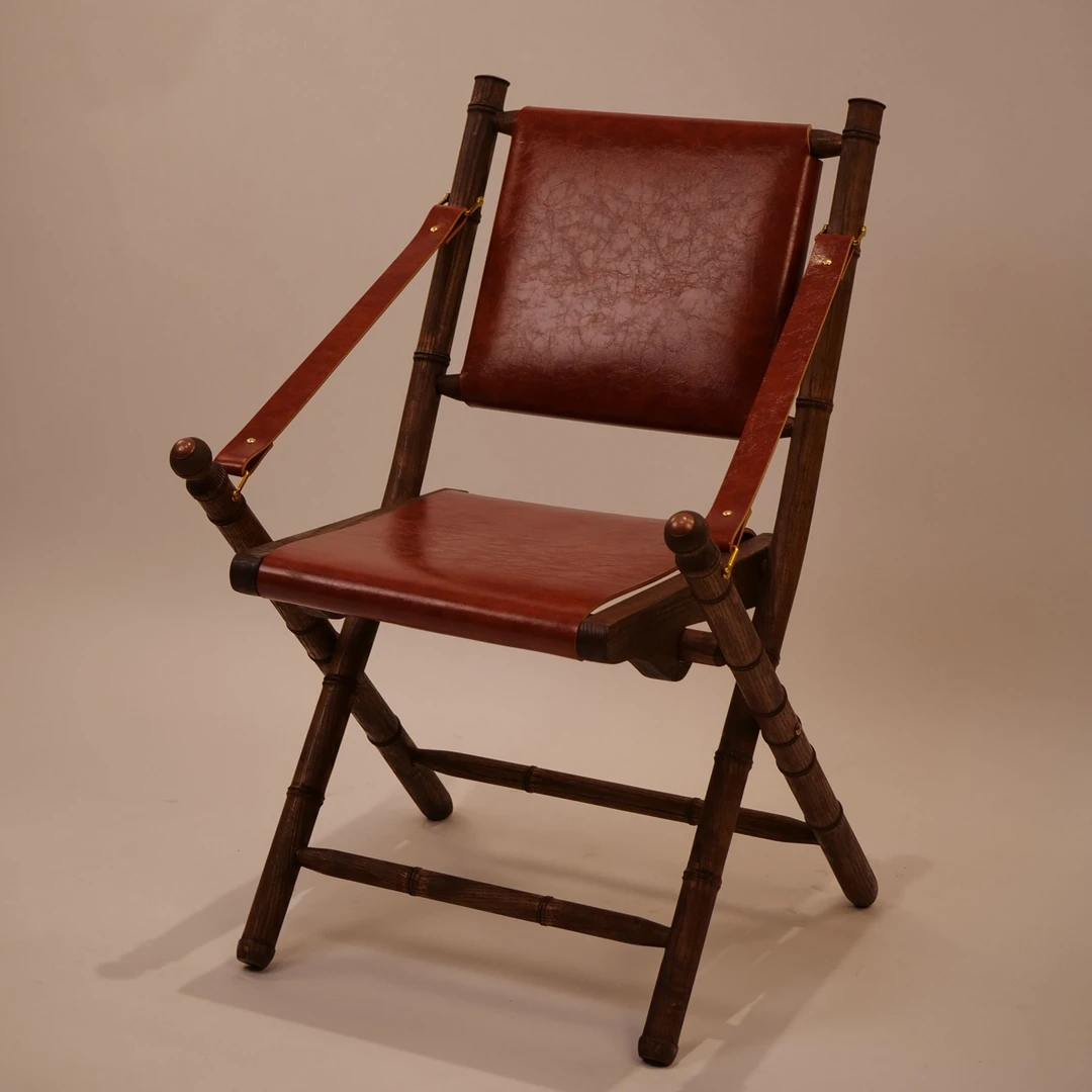 中古风北美白蜡木复古折叠椅休闲椅阳台庭院实木单人椅侘寂风椅子