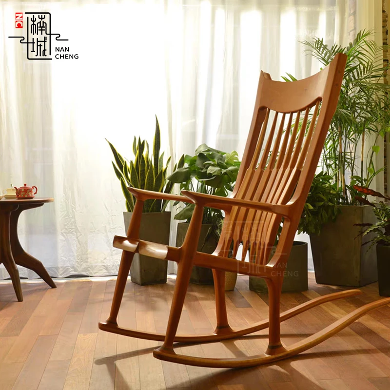 【 手工大师】北美白蜡木马洛夫摇椅经典休闲椅卧室阳台中古风摇椅