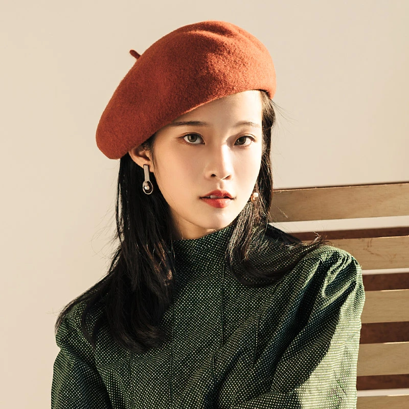 立体贝雷帽女秋冬韩版日系画家帽黑色英伦复古大头围显脸小蓓蕾帽
