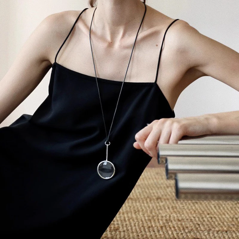 合金吊坠 【红姐推荐】放大镜项链女小众设计感现代两用挂件毛衣链