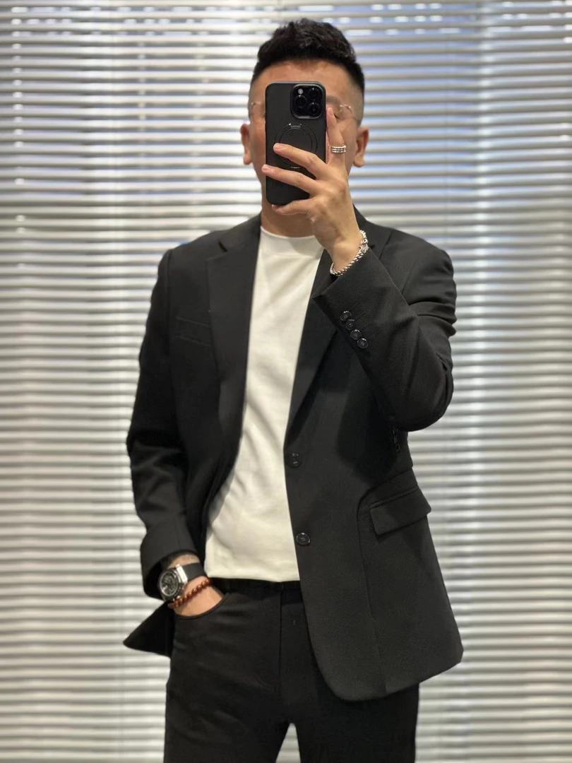 8858欧货秋款高品质男士商务休闲羊毛西服
