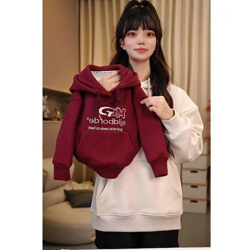 【高品质】童装2024新款儿童刺绣加绒卫衣男童女童加厚帽衫洋气保暖