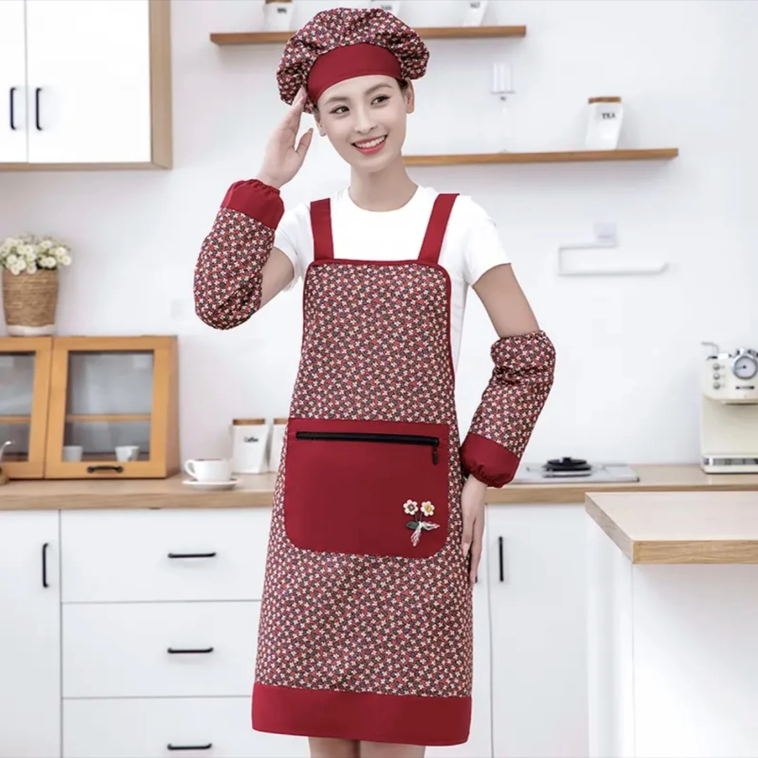 【新疆包邮】时尚可爱防水成人家用防油韩版双层碎花做饭防污围裙