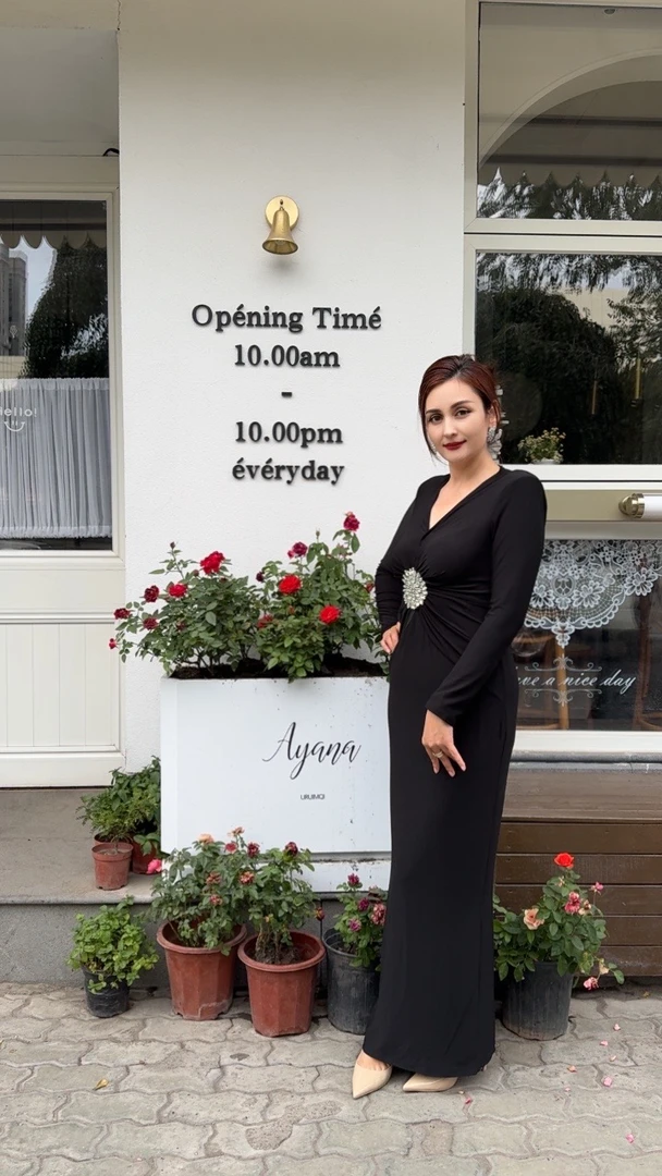 MEIRUNNA气质时尚长款长袖开叉弹力连衣裙秋冬包臀性感显瘦