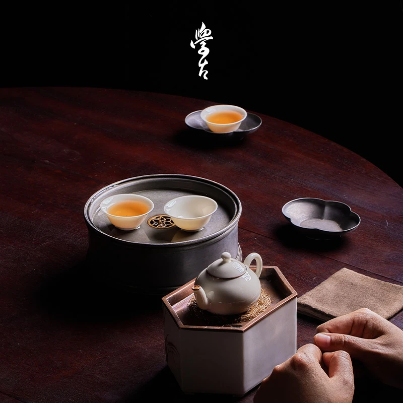 学古|若深杯 手工景德镇瓷茶杯品茗杯 6只装40ml 30ml