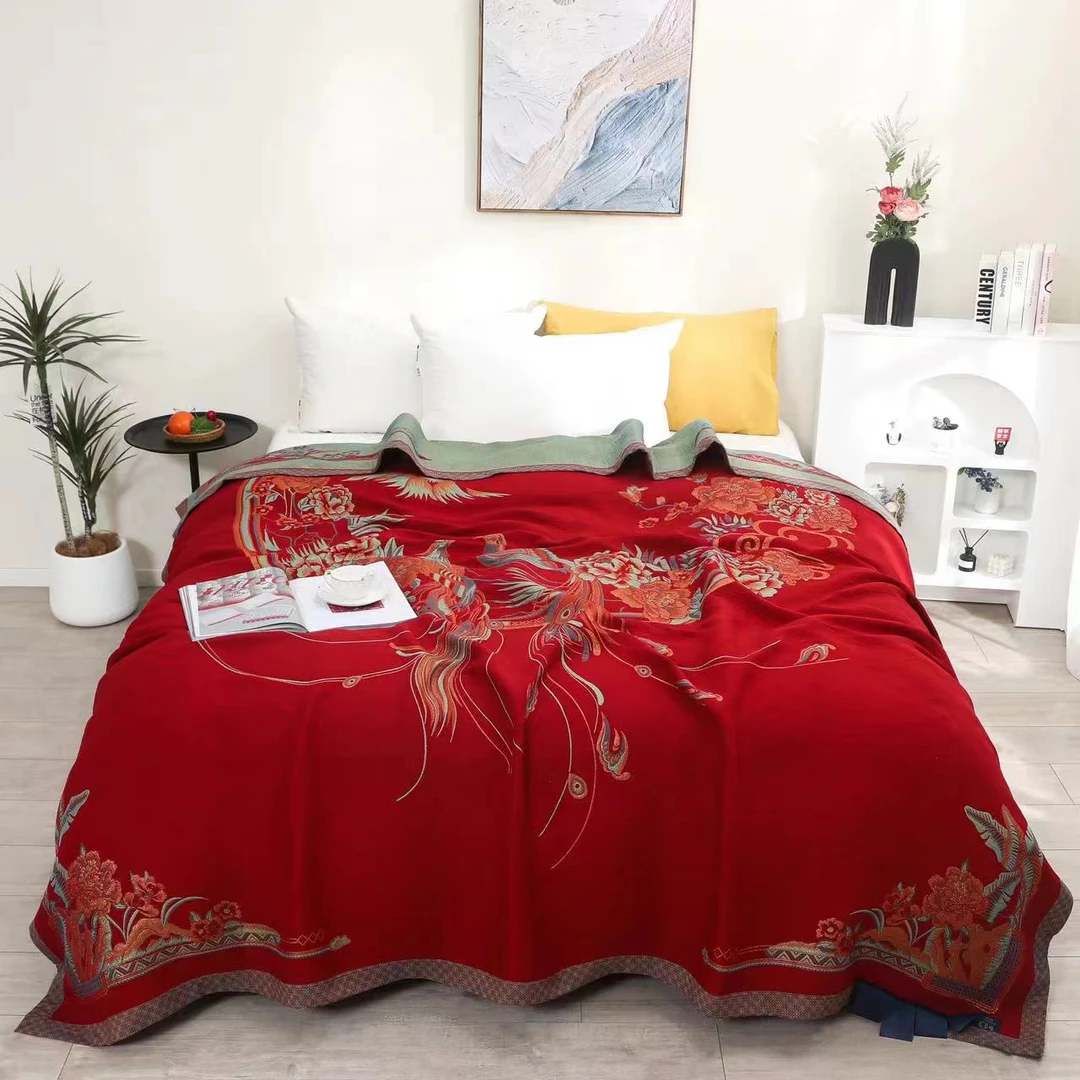 【鸾凤和鸣】230*250CM可铺可盖多层亲肤黄金蚕丝鎏金毯