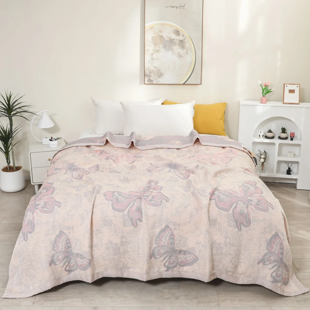 【惜香蝶-粉】200*230cm 柔软双面多层可铺可盖恒温四季毯