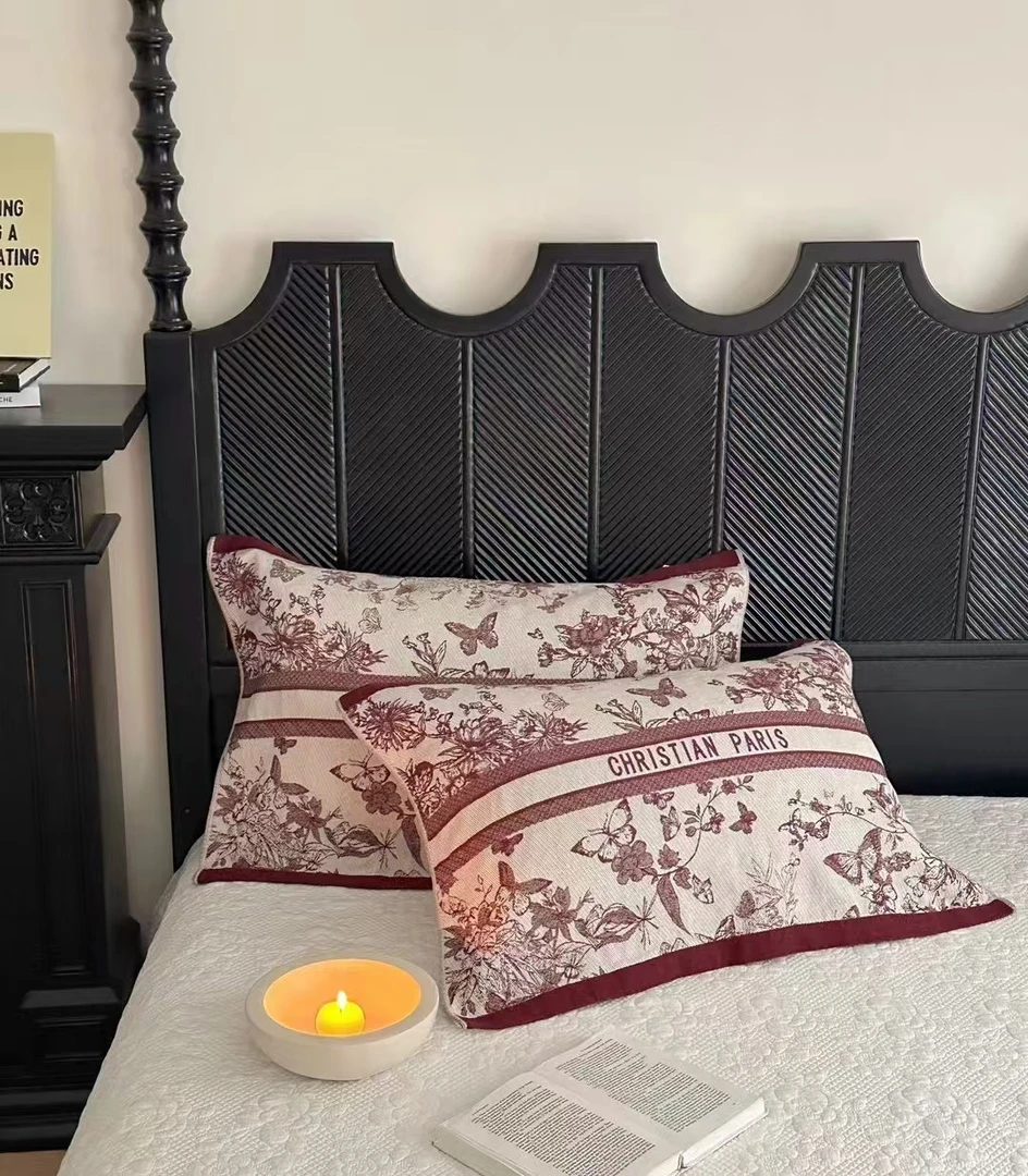 M【枕巾-克里斯-红】52*78cm高密纱布枕巾柔软高档透气