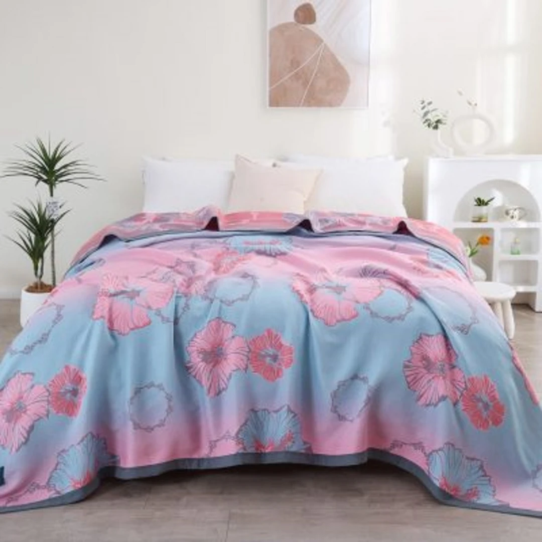 【圆环百合】200*230CM可铺可盖多层亲肤通用床盖