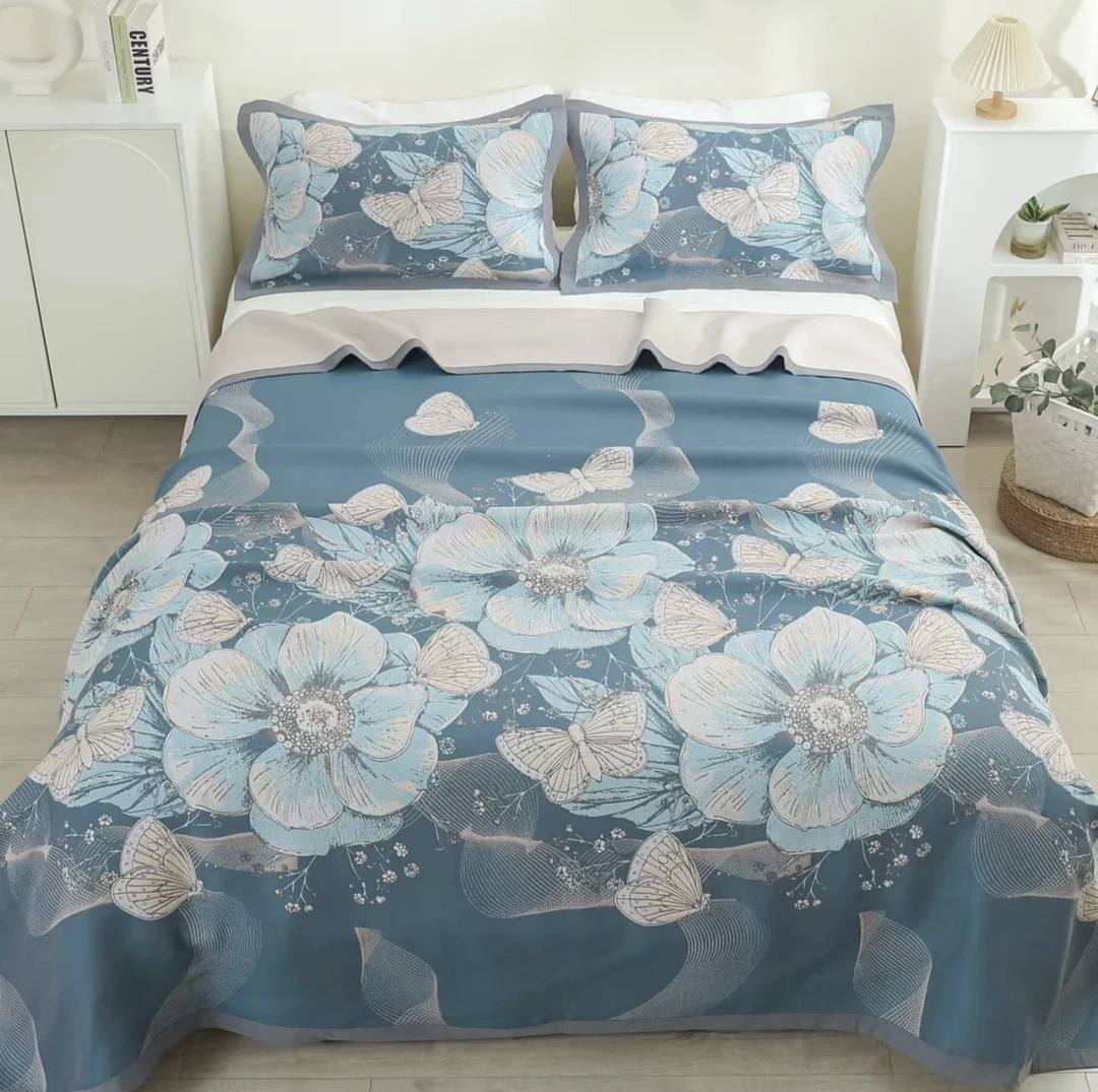 【花间蝶舞】230*250cm 柔软双面多层可铺可盖恒温四季毯