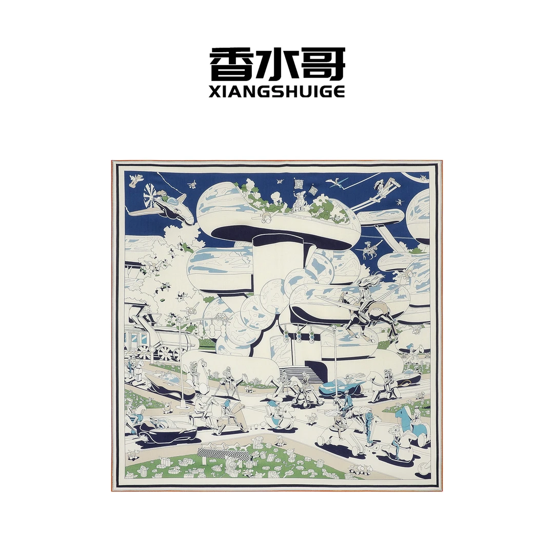 2024秋冬新款女士轻奢枢纽印花方巾羊毛围巾百搭时尚休闲高档围脖