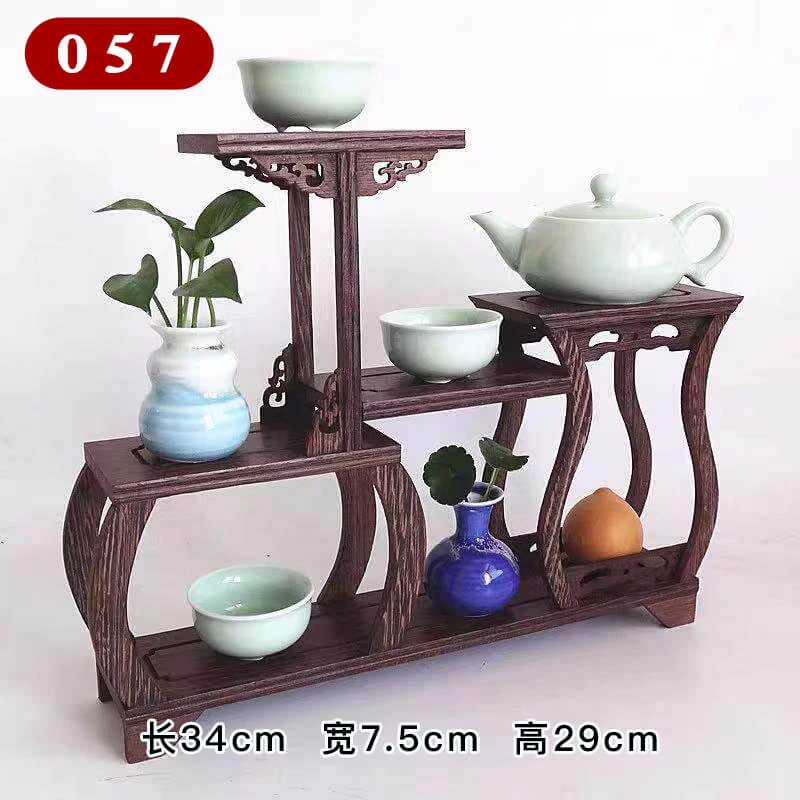 红木木雕小博古架实木多宝阁底座紫砂壶架茶壶托鸡翅木展示架摆件