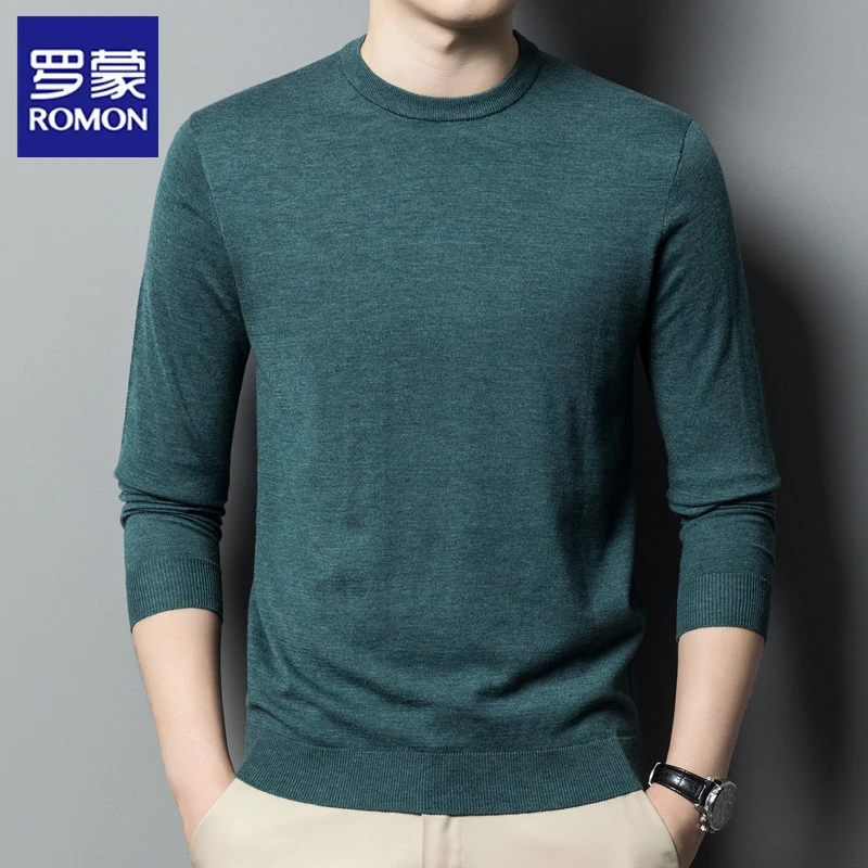 春季长袖t恤男士羊毛衫圆领毛衣休闲春秋打底衫上衣服