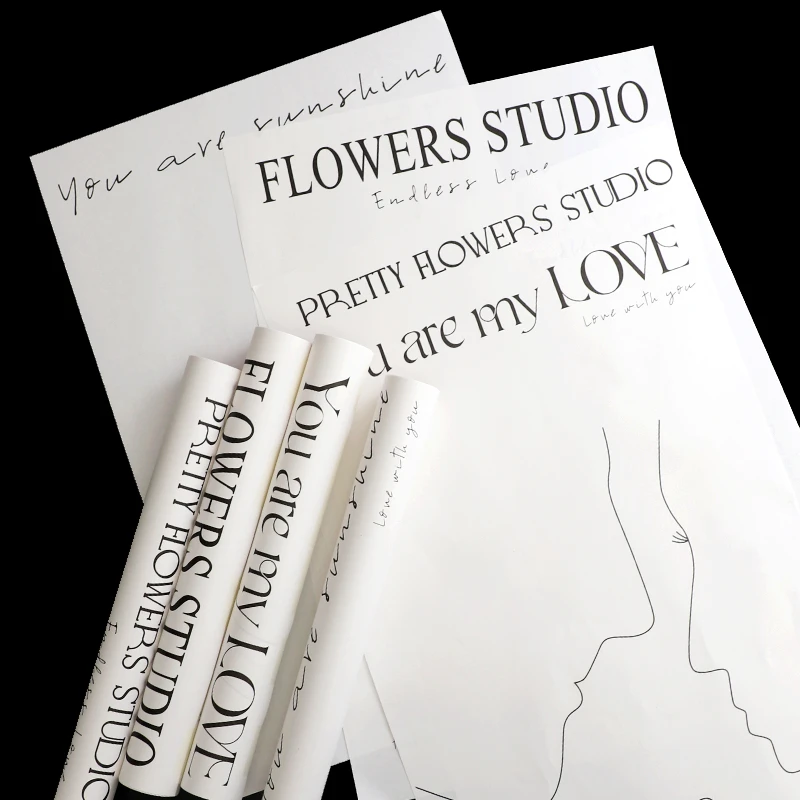 【星语】网红简约纸 网红纸鲜花花束包装纸 白色英文包花纸花艺资材