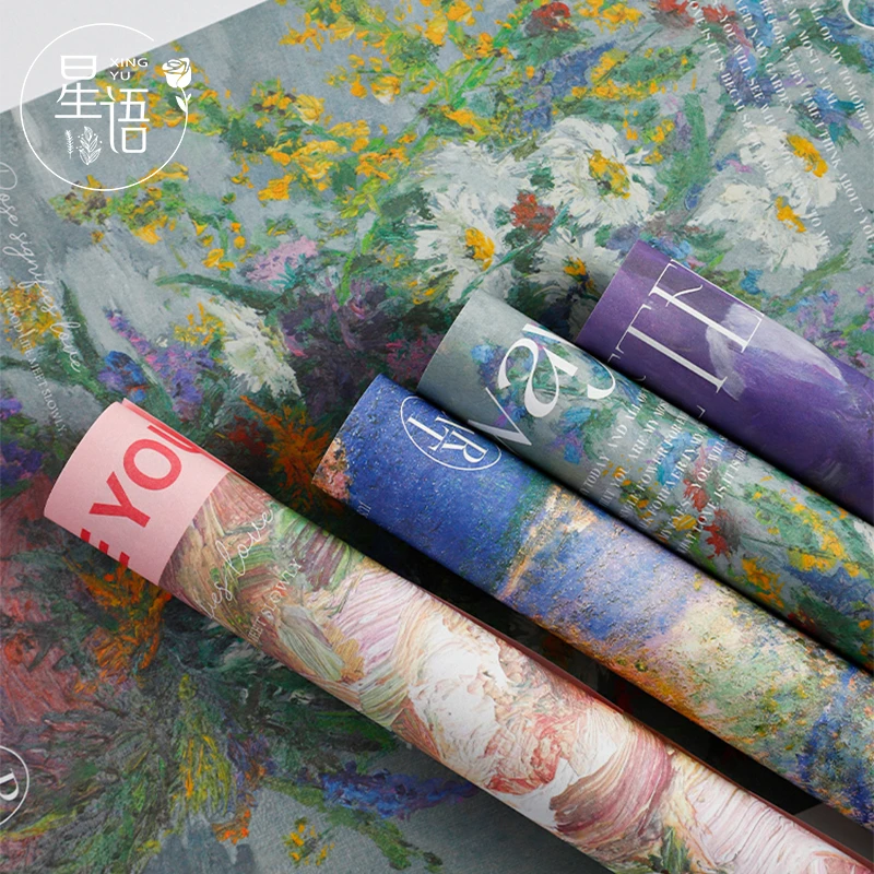 【星语】田园油画纸艺术氛围纸鲜花包装纸防水棉纸花艺花束包花纸