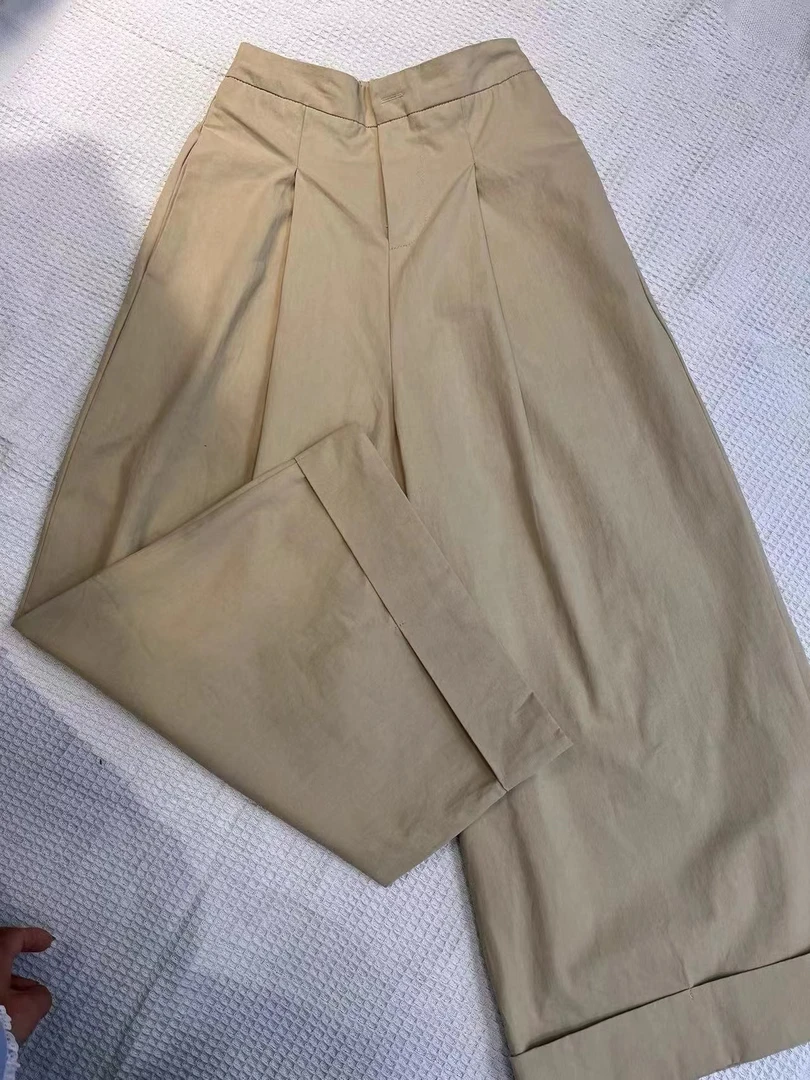 秋季韩系东大门新款九分直筒阔腿裤女中高腰收胯显瘦百搭裤水洗棉