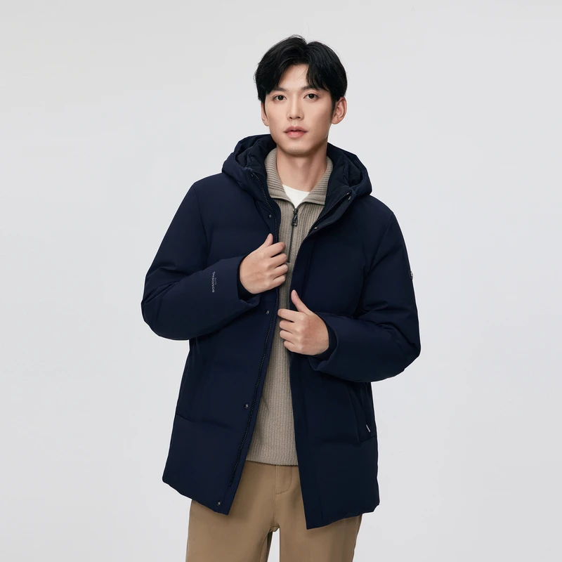 <波司登>2024新经典冬季加厚保暖连帽商务羽绒服男外套B4