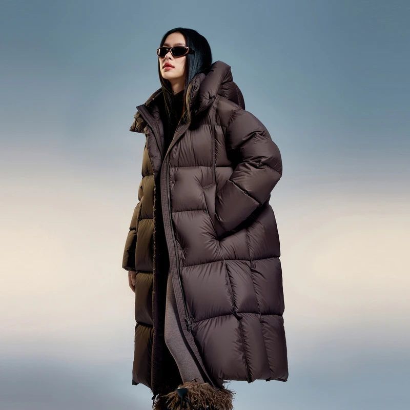 【小富婆】波司登女长款外套泡芙创新时尚休闲宽松连帽保暖羽绒服