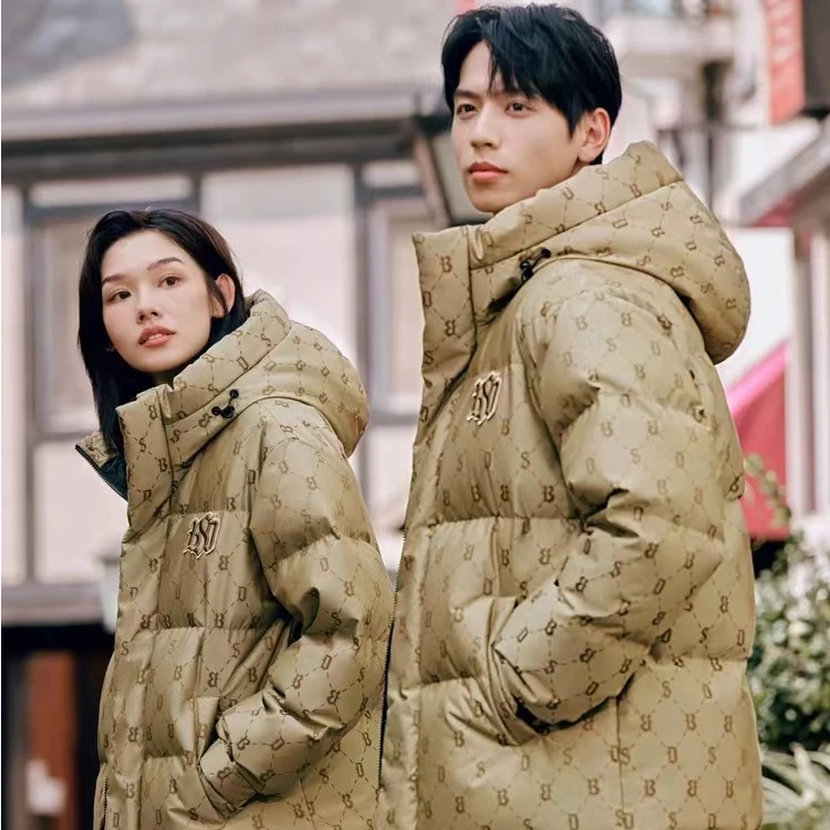 【好羽绒】波司登2023冬季女短款复古老花潮流保暖羽绒服连帽外套