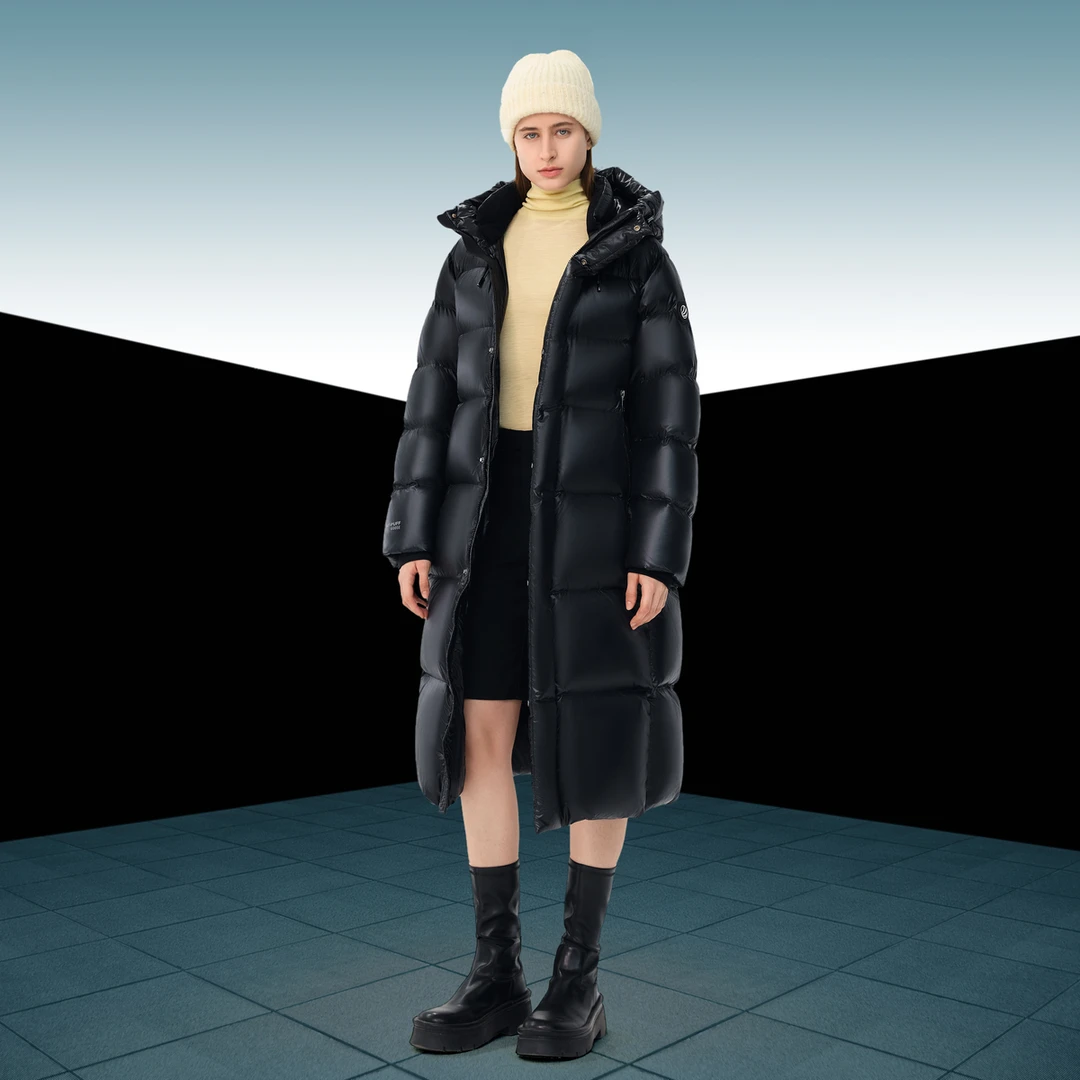 【好羽绒】【波司登】2024冬新款时尚泡芙休闲百搭长款连帽保暖鹅绒羽