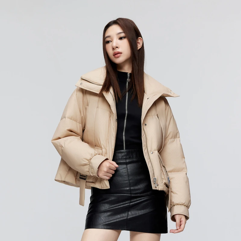 【好羽绒】波司登2023冬季百搭女保暖短款黑金系列羽绒服B30145276