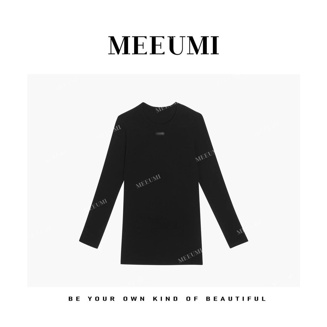 【MEEUMI】秋夏款季羊毛天丝时尚长袖黑色高领休闲百搭休闲TA1359HH