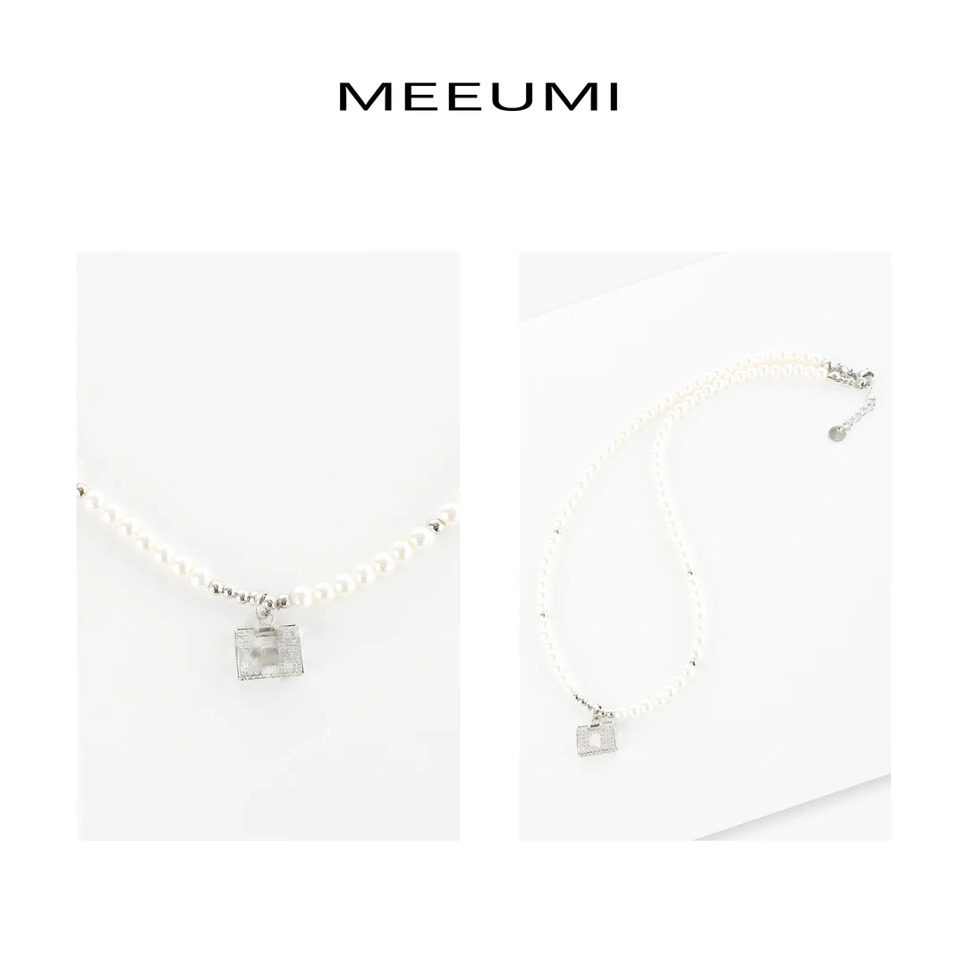 钛钢项链 【MEEUMI】白色法式项链轻奢时尚优雅简约   AC1122FM