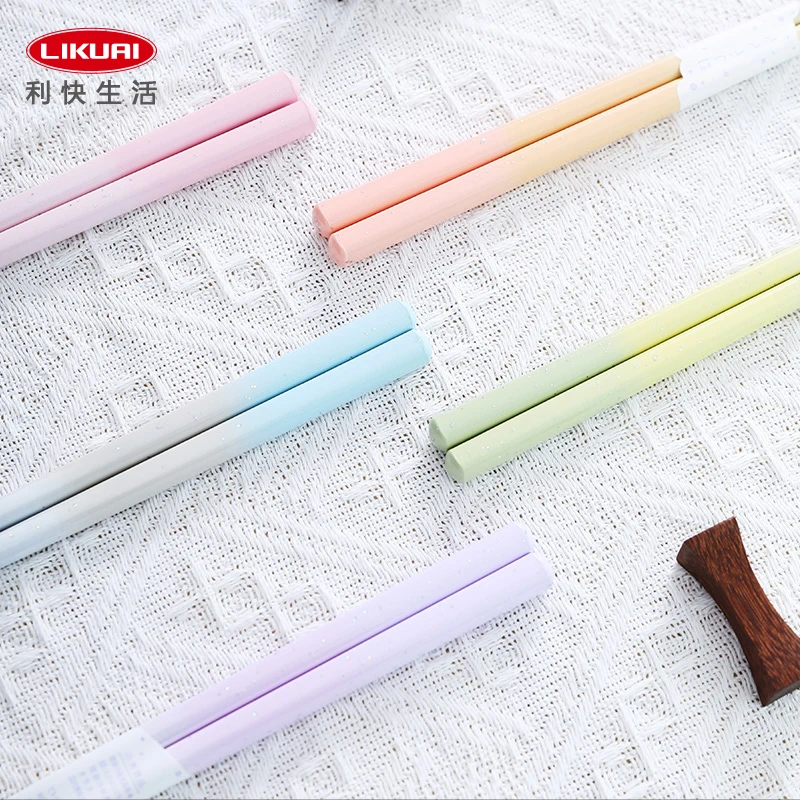 利快日本进口木筷子实木家用高颜值轻奢日式简约家庭防滑筷