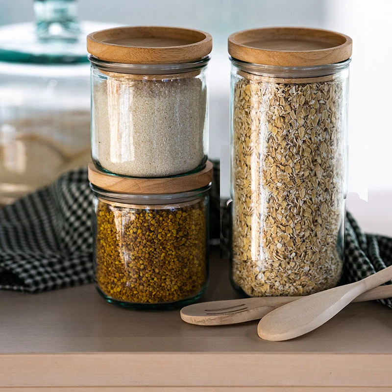 利快利快西班牙进口家用防潮密封木塞储物罐三件套820ml+350ml*2