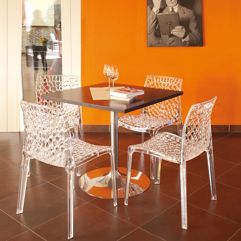 利快利快意大利网格椅家用简约北欧轻奢创意阳台餐厅椅透明亚克力