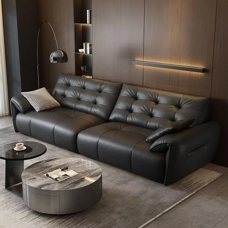 意式极简大象耳朵客厅纳帕真皮沙发现代简约直排大小户型云朵沙发