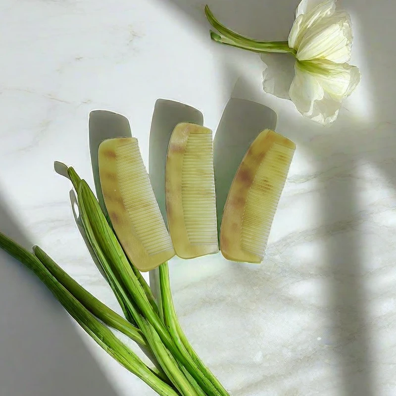 真牛角梳便携包包梳家用送长辈天然头梳子