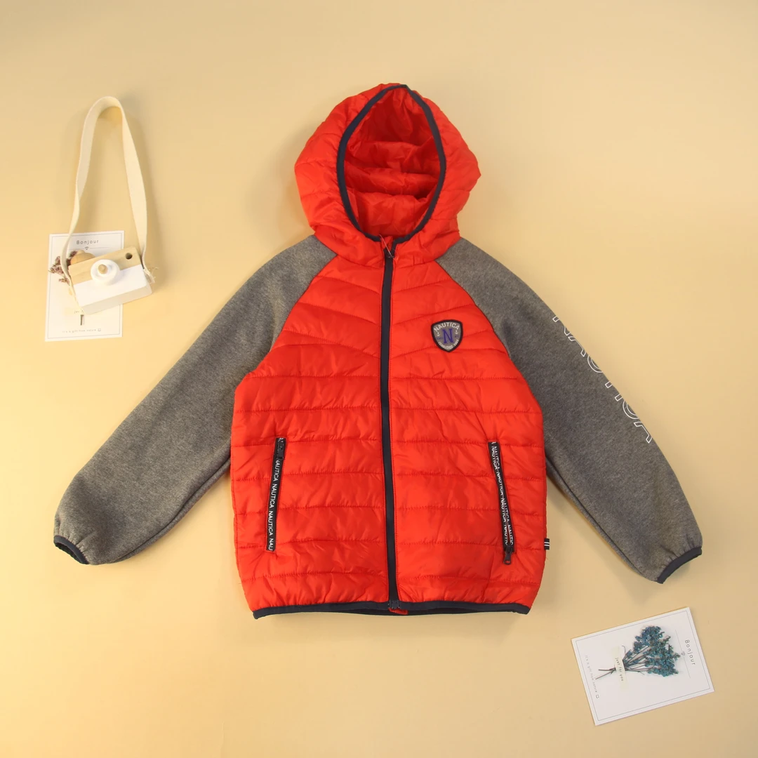 【张老板】儿童保暖加厚秋冬连帽拼色夹棉外套