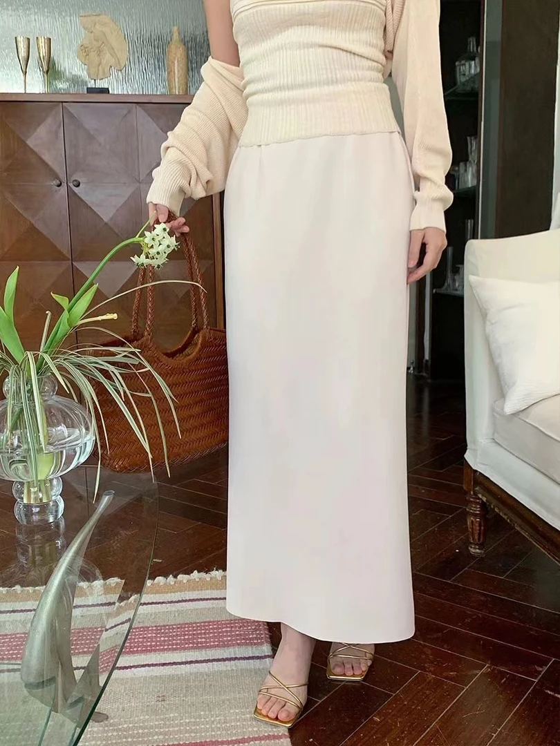 seul_o*long侧边开衩松紧半身裙6118