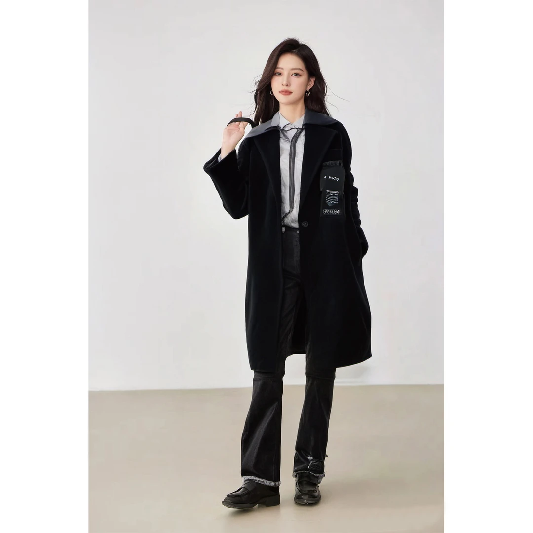 Basic House/百家好百搭休闲羊毛大衣外套 BJ371-HVCA721ANA