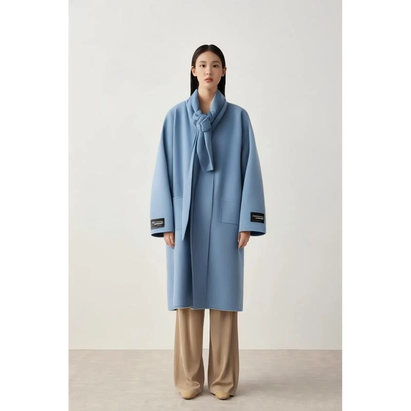 Basic House/百家好 简约时尚披肩长款大衣BJ776-HVCA720ISB