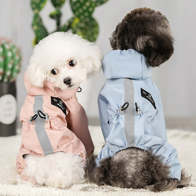宠物狗衣服小狗狗雨衣反光四脚衣小型犬泰迪比熊小型犬连帽春秋季