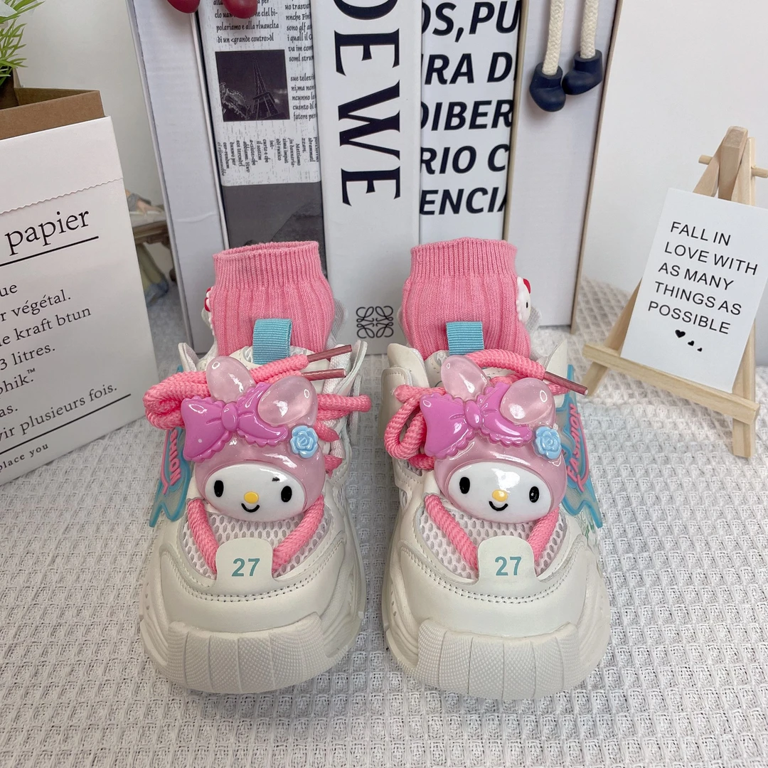 儿童卡通厚底运动鞋百搭ins女童鞋休闲洞洞老爹鞋学生高帮ol立体