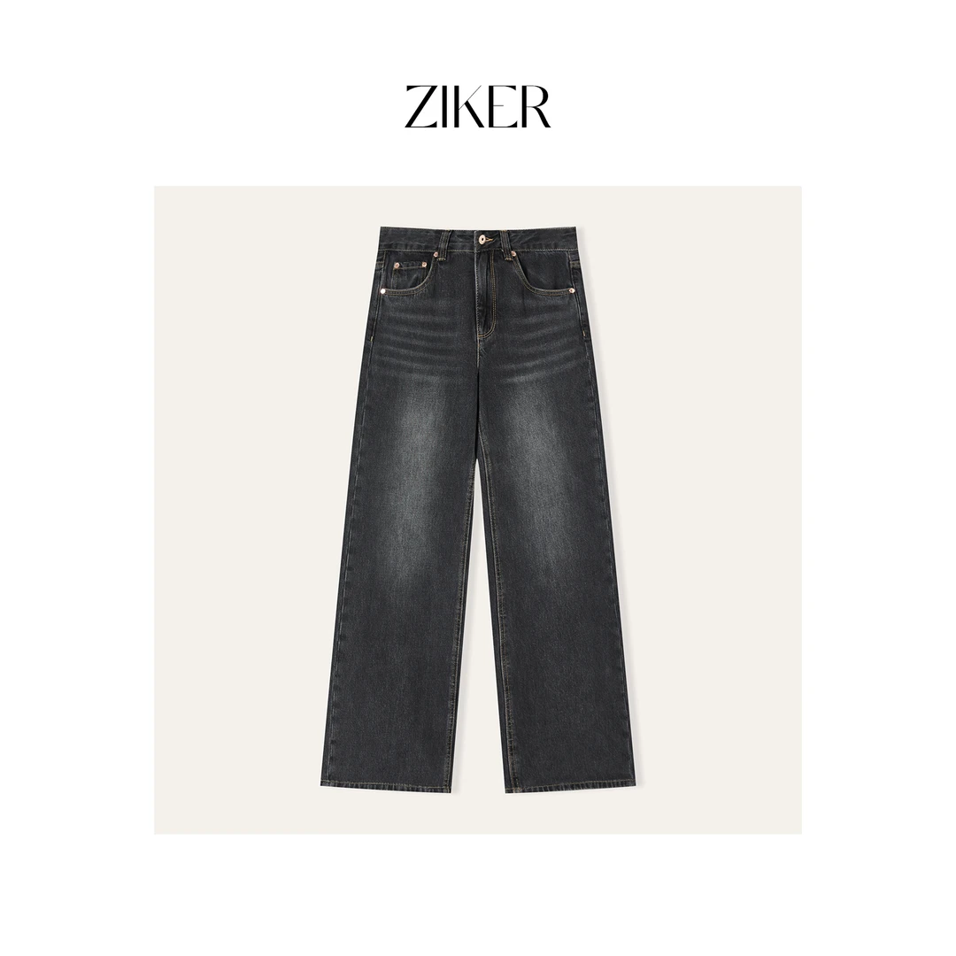 ZIKER｜〝BC神牛〞美式复古做旧水洗阔腿牛仔裤