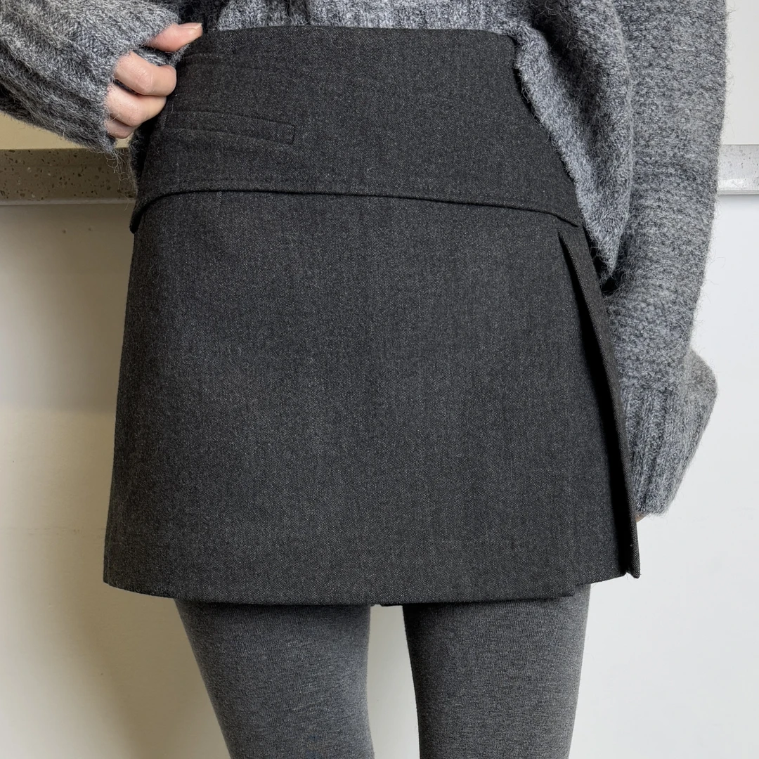 2024冬季新款韩版气质时尚百搭高腰显瘦侧开衩A字半身裤裙117247